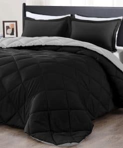Juego de edredón Queen downluxe - Juego de edredón negro y