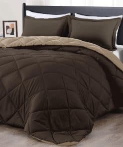 Juego de edredón Twin Downluxe - Edredón marrón y beige