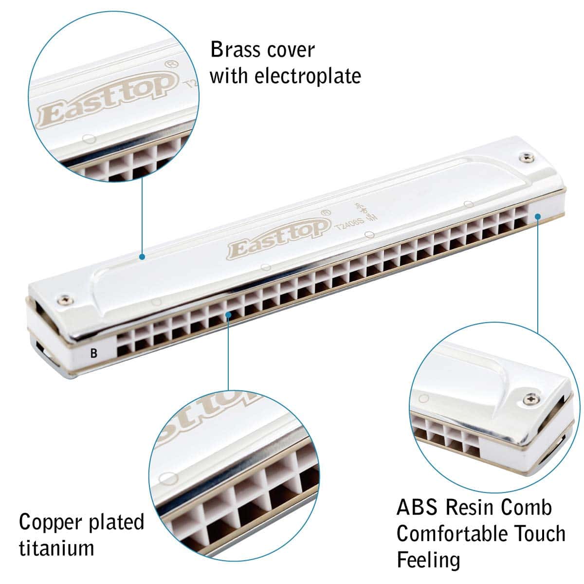 Armonica Tremolo East top en clave de Si, 24 agujeros. - Imagen 3