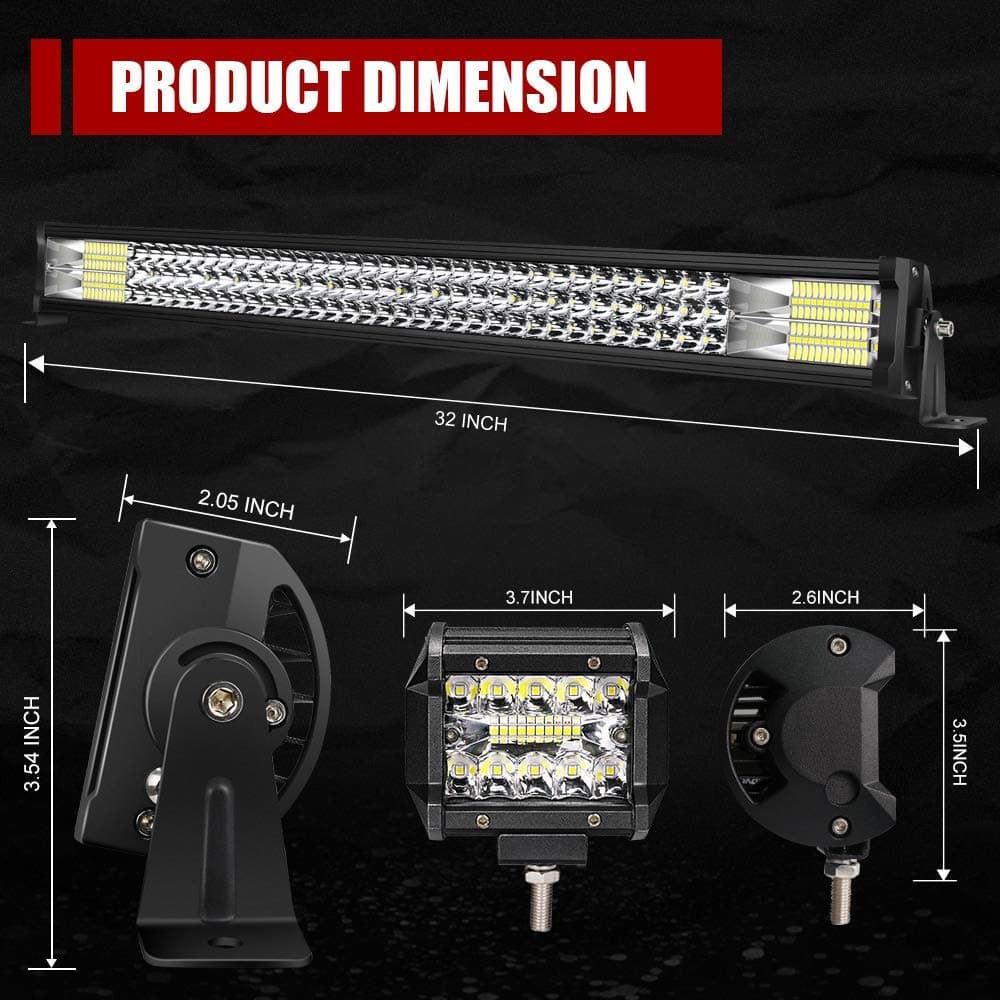 Barra de Luz LED TURBO SII de 32 Pulgadas 405W Triple Fila - Imagen 3