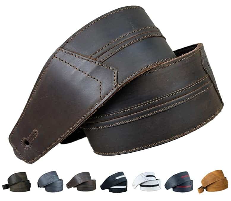 Correa de Guitarra de Cuero Acolchado de Grano Completo