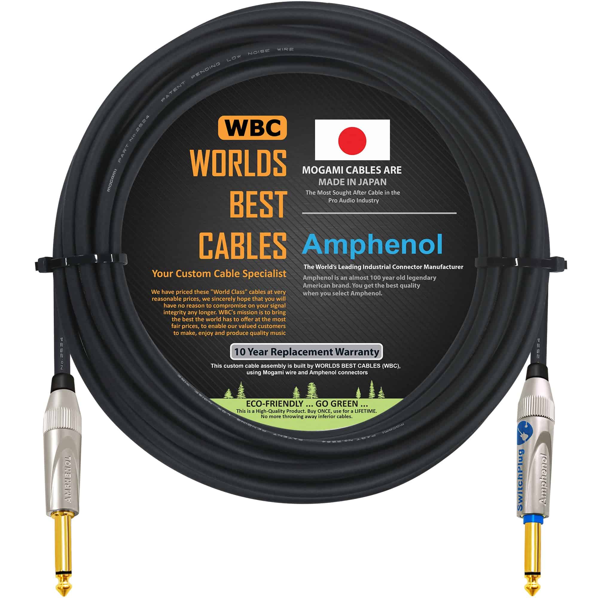 Cable de Instrumento para Guitarra y Bajo de 18 pies -