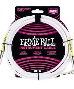 Cable de Instrumento Ernie Ball, Recto/Angulado, 3m, Blanco