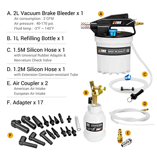 EWK 23 Pcs 2L Bomba Extractora de Freno de Vacío Neumático - Imagen 3