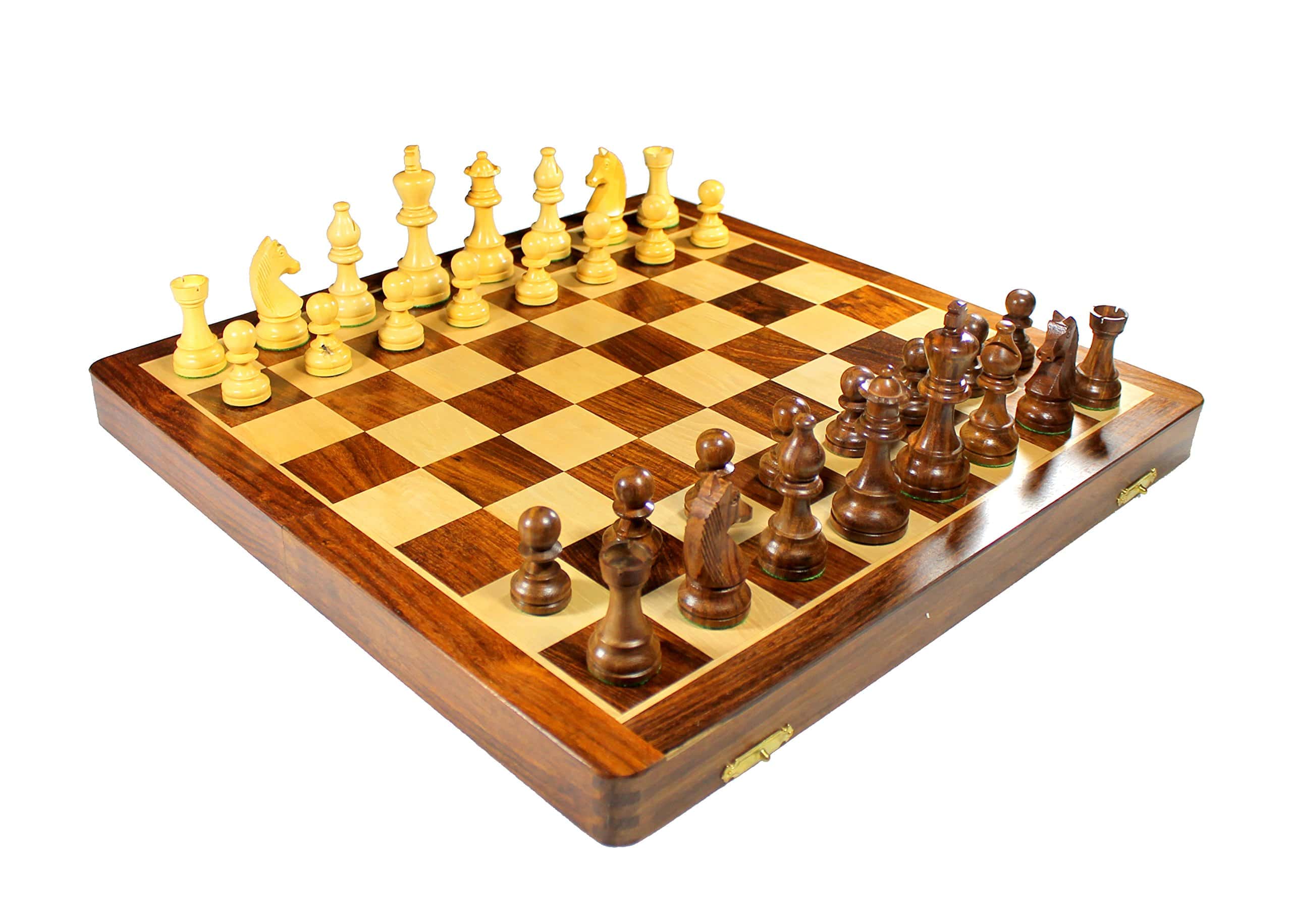 StonKraft 18" x 18" Juego de Ajedrez de Madera Plegable - Imagen 3