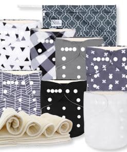 Pañales de tela para bebé Nora's Nursery 7 Pack + 1 Bolsa