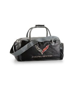Bolso de viaje de cuero Corvette C7 con logo C7 de banderas