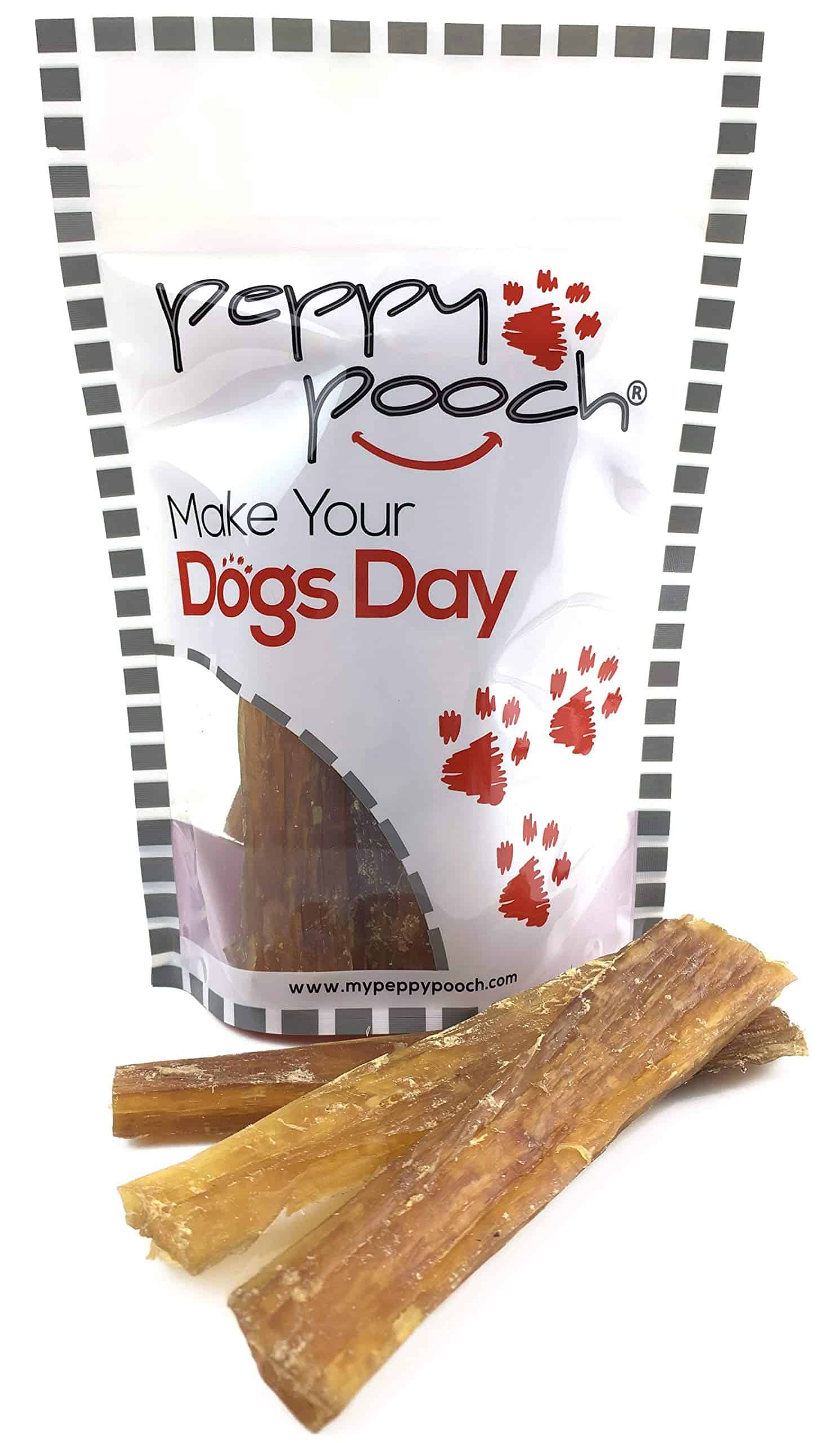 Peppy Pooch Beef Tendones Sticks de 5" - Paquete de 12.