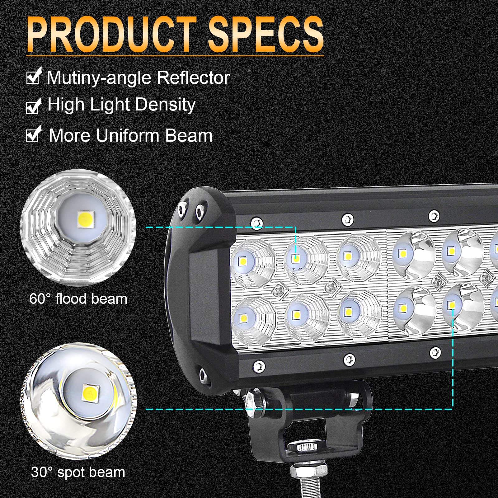Barra de Luz LED Auxtings de 28 pulgadas 180W Spot Flood - Imagen 4