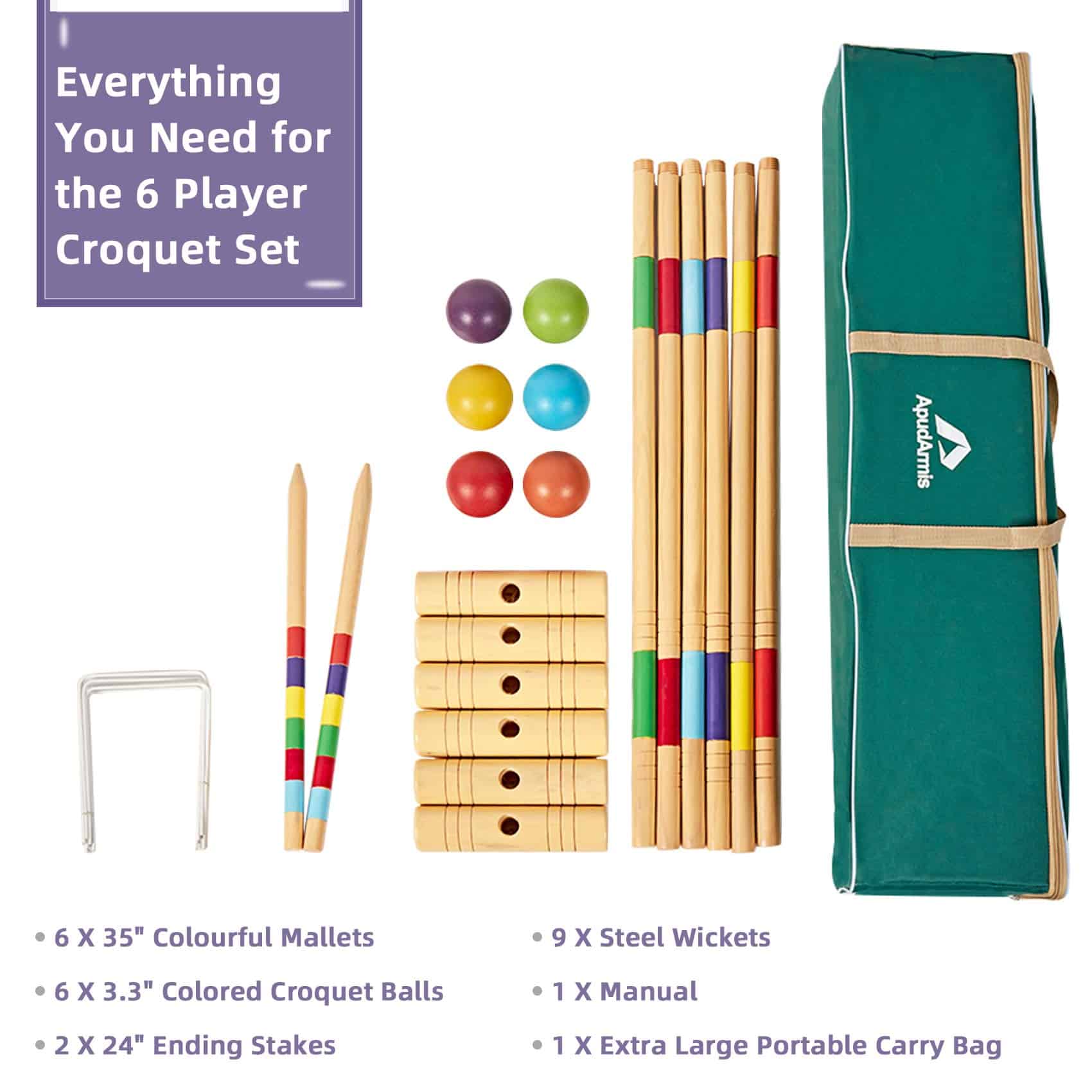 Juego de Croquet ApudArmis de 35 pulgadas para Seis - Imagen 10