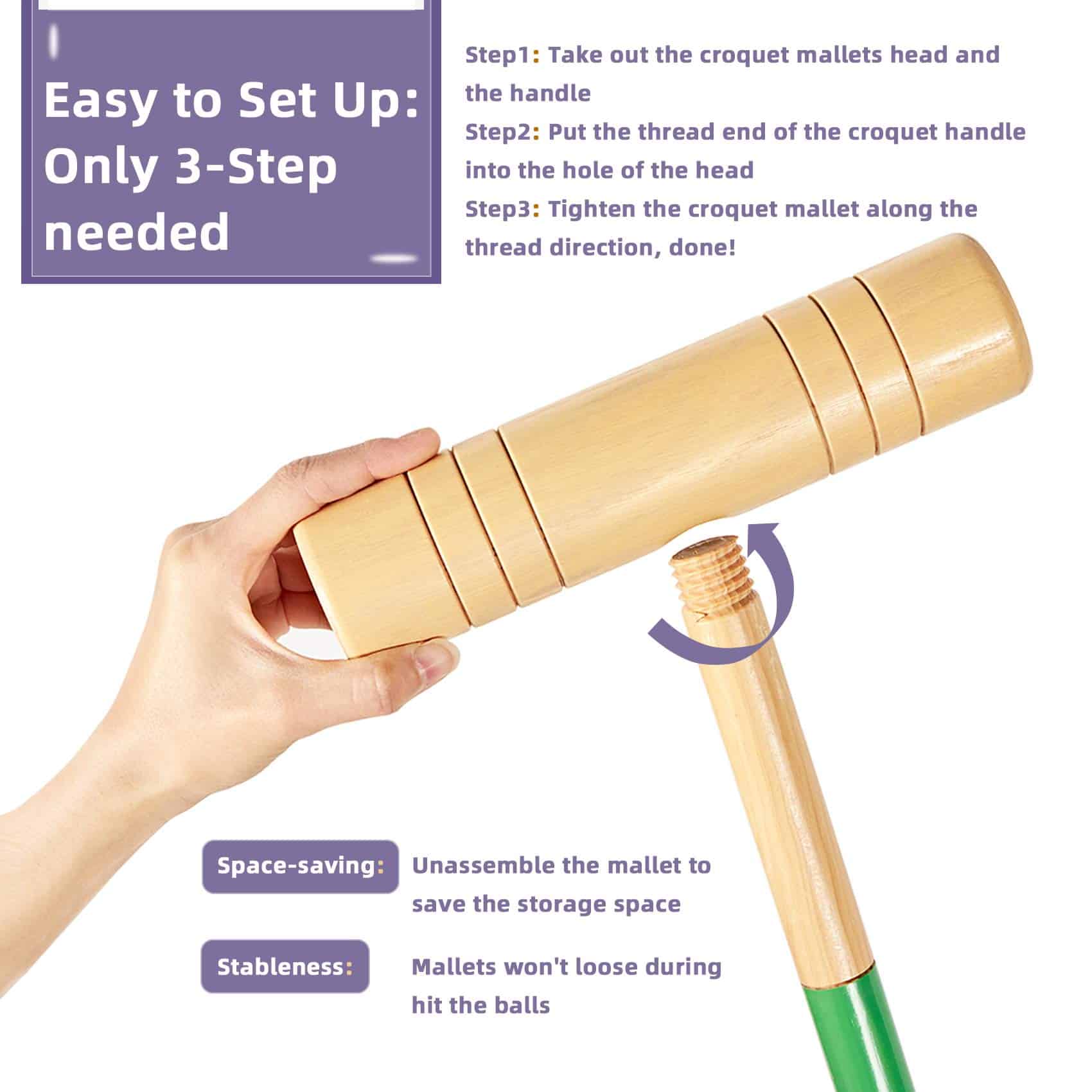 Juego de Croquet ApudArmis de 35 pulgadas para Seis - Imagen 6