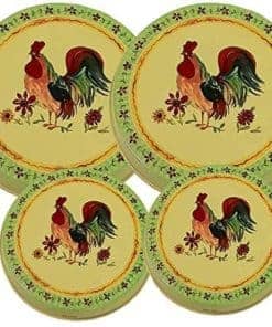 SET DE 4 TAPAS REDONDAS PARA QUEMADORES DE ESTUFA. (GALLO)