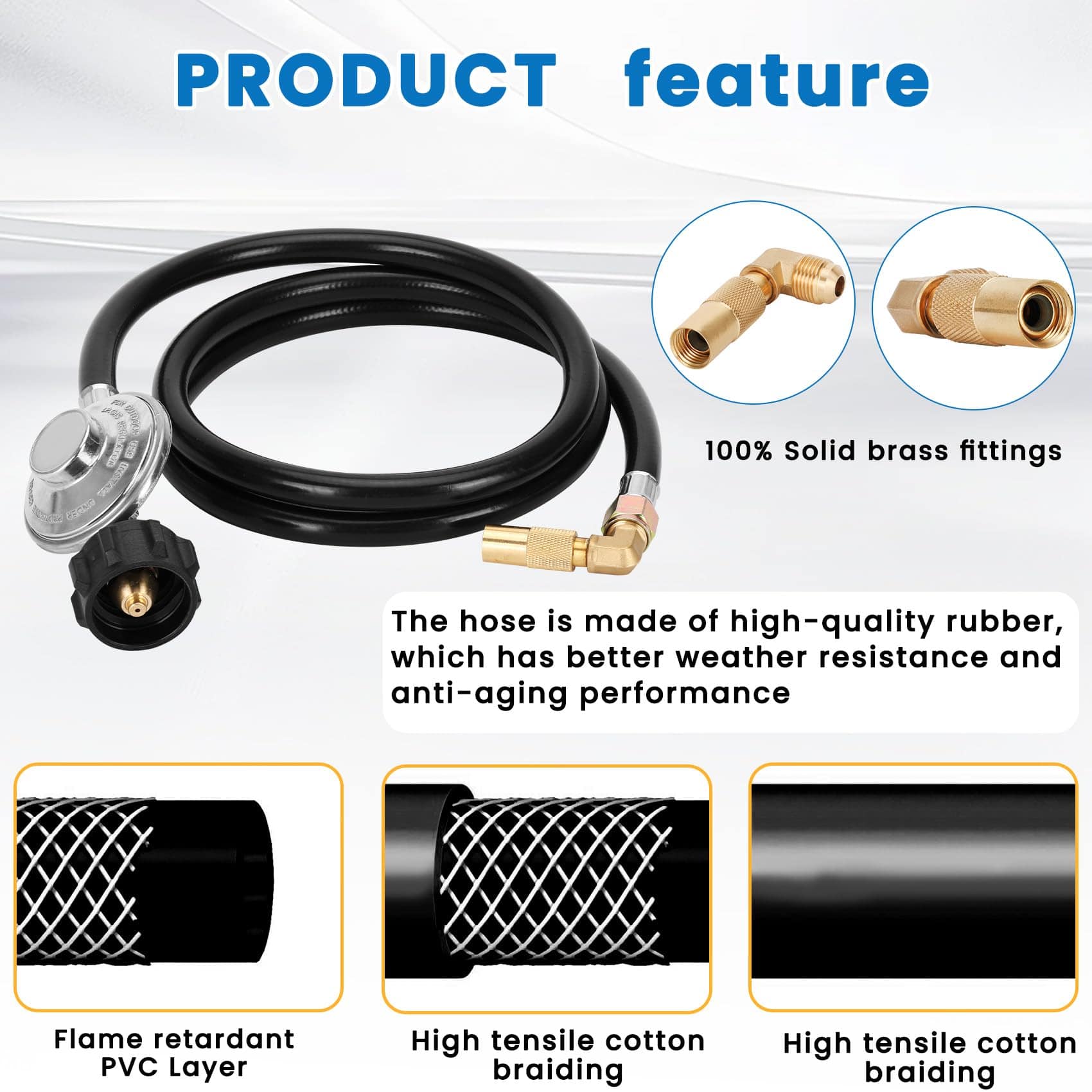 Manguera y regulador de propano de 12 pies de Iococee para - Imagen 3