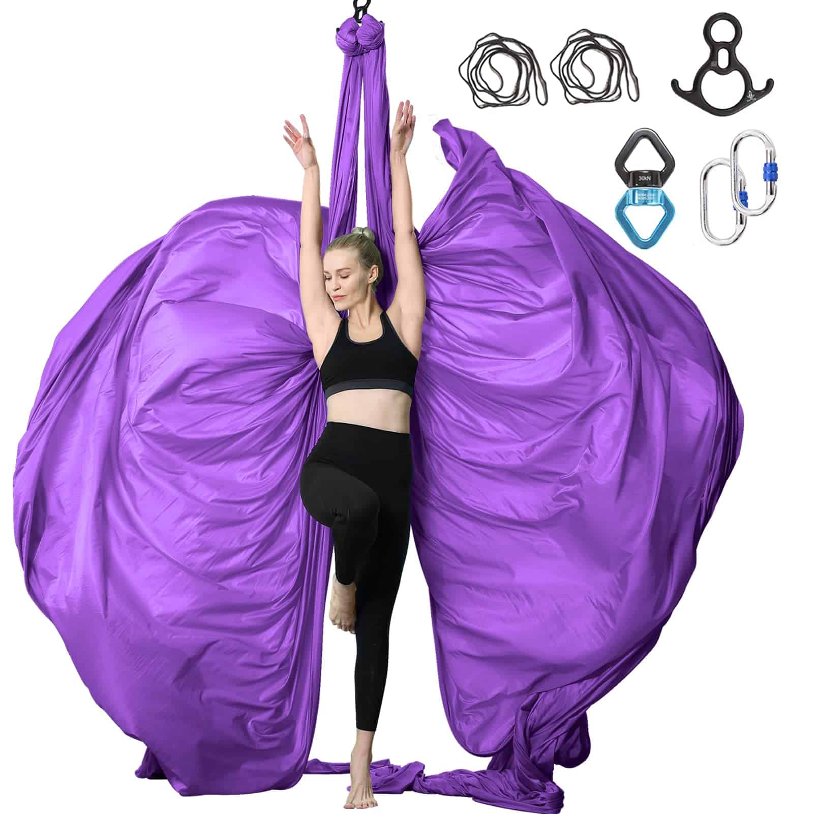Conjunto de Aerial Silks Yoga Swing SKYPHAROS de 11 yardas