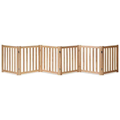 LZRS Puerta para Perros de Madera de 6 Paneles Extra Ancha