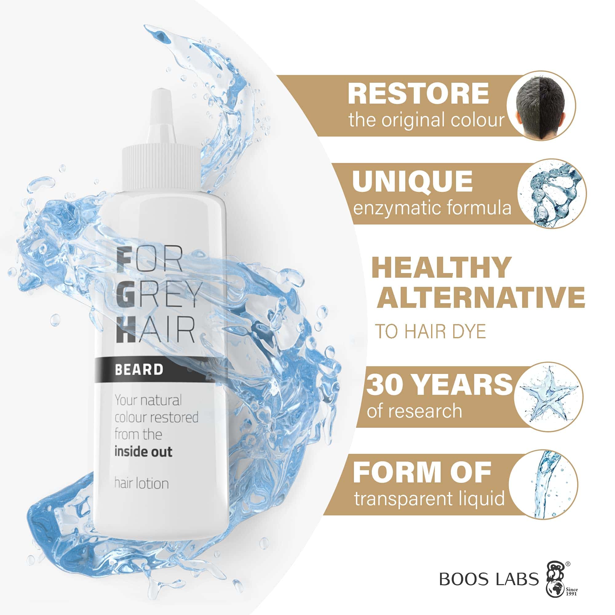 BOOS LABS Para Barba y Bigote Gris - Devuelve Tu Color de - Imagen 3