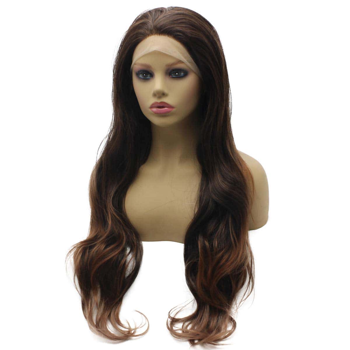 Pelucas Largas Onduladas Medio Mano Atada Ombre Auburn - Imagen 4