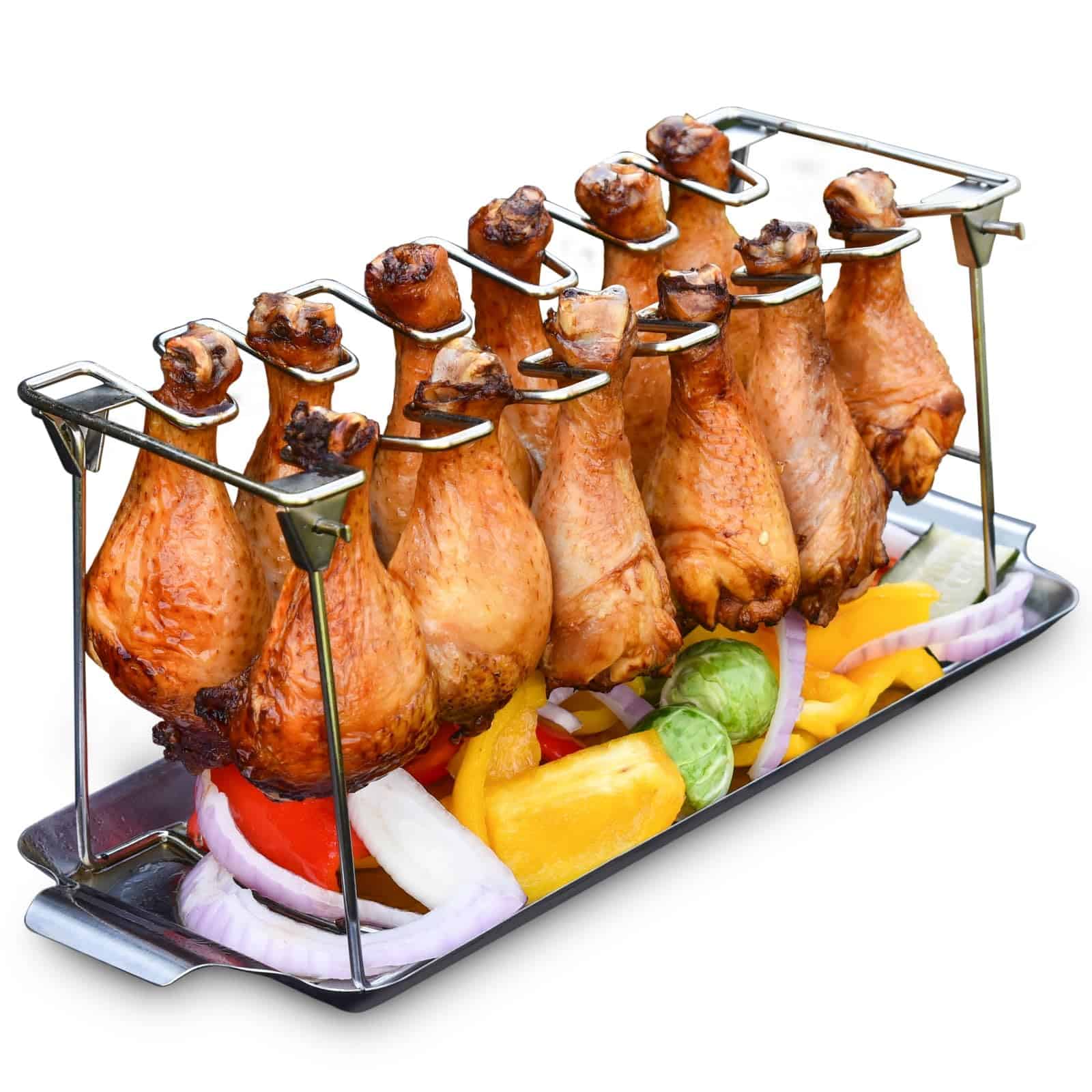 Soporte para muslos de pollo para parrilla con bandeja de