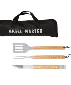 Set de Espátula, Pinzas y Tenedor Master para Parrilla BBQ