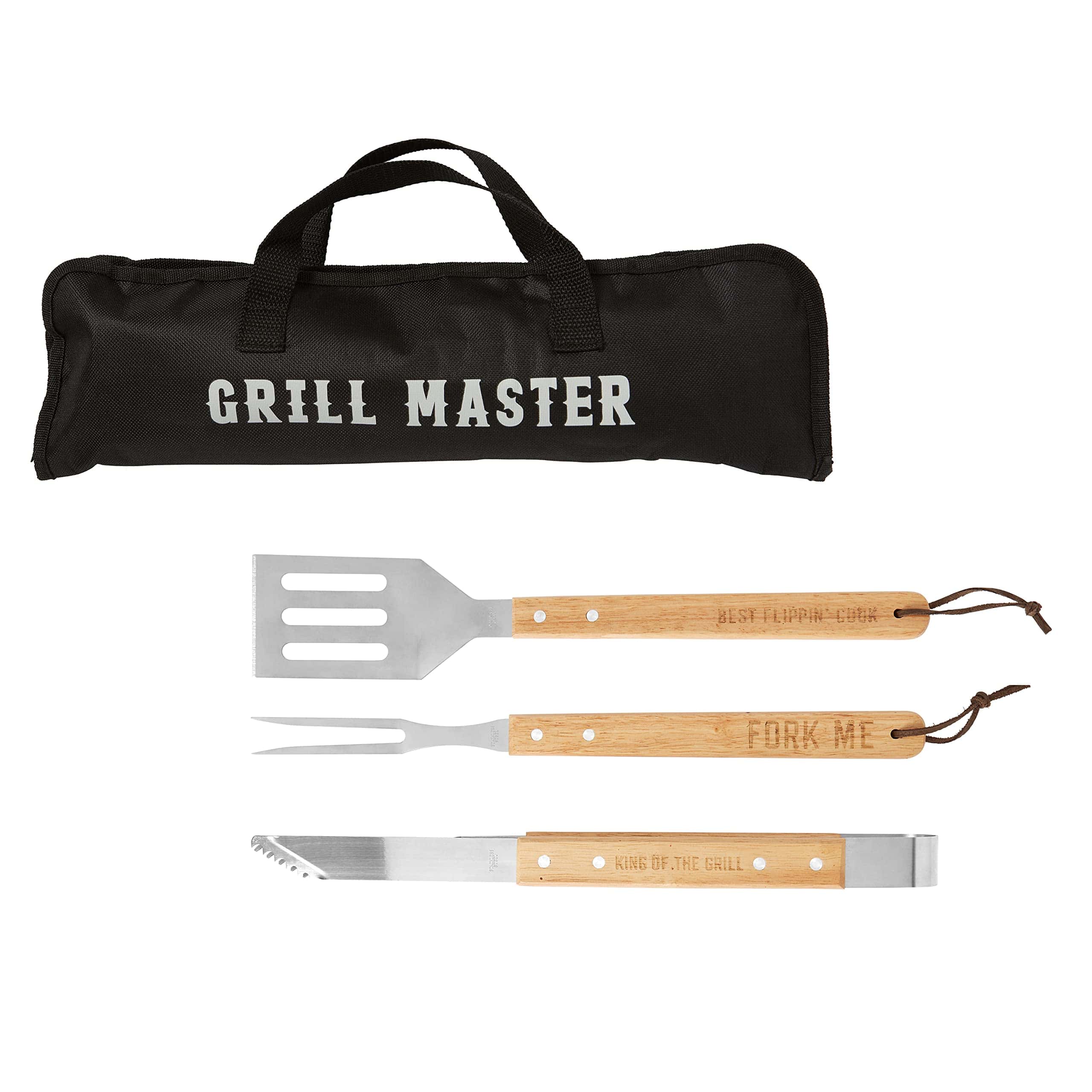 Set de Espátula, Pinzas y Tenedor Master para Parrilla BBQ