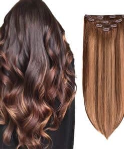 Extensiones de Cabello Clip en Pelo Humano Real -Marrón Choc
