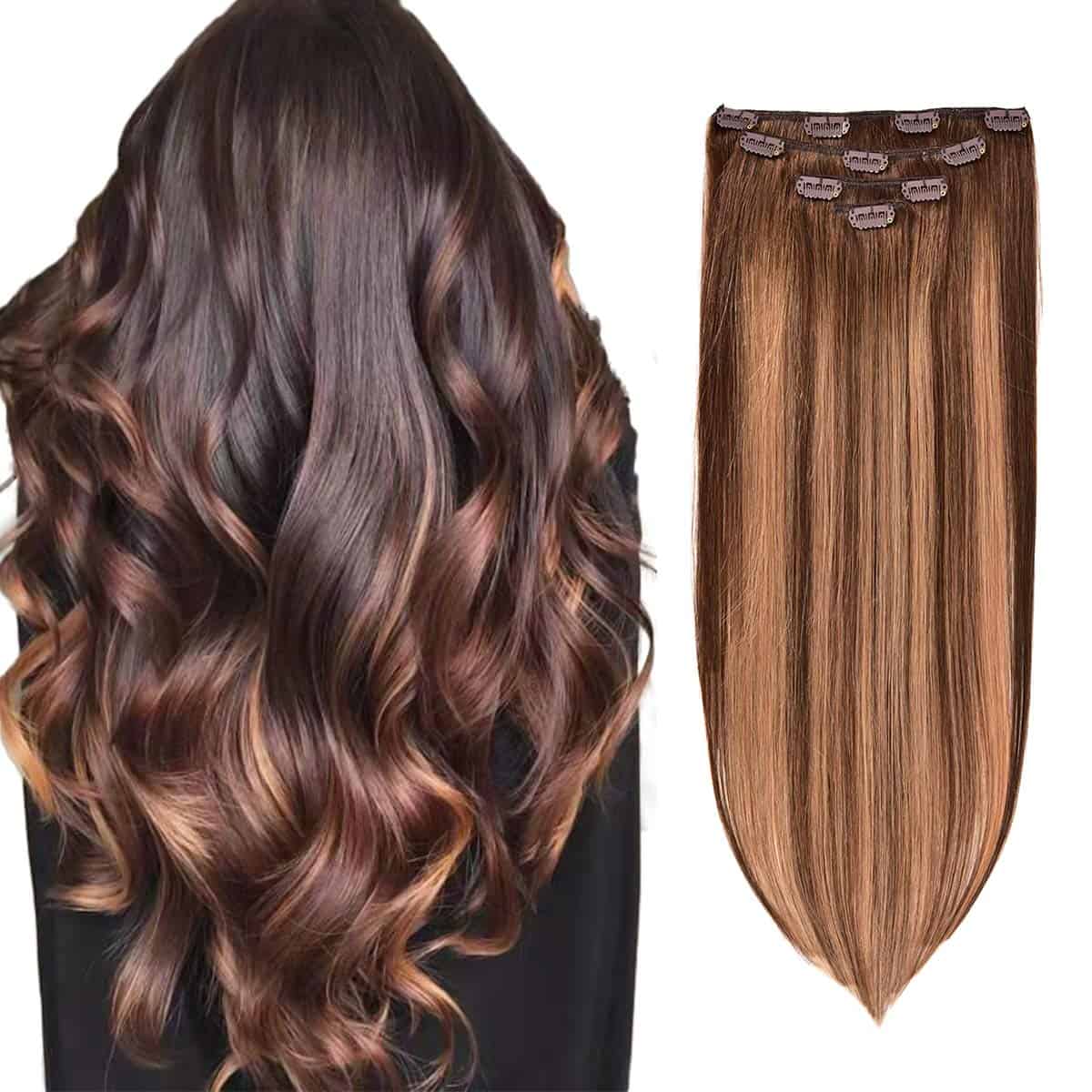 Extensiones de Cabello con Clip de Pelo Humano Real 18