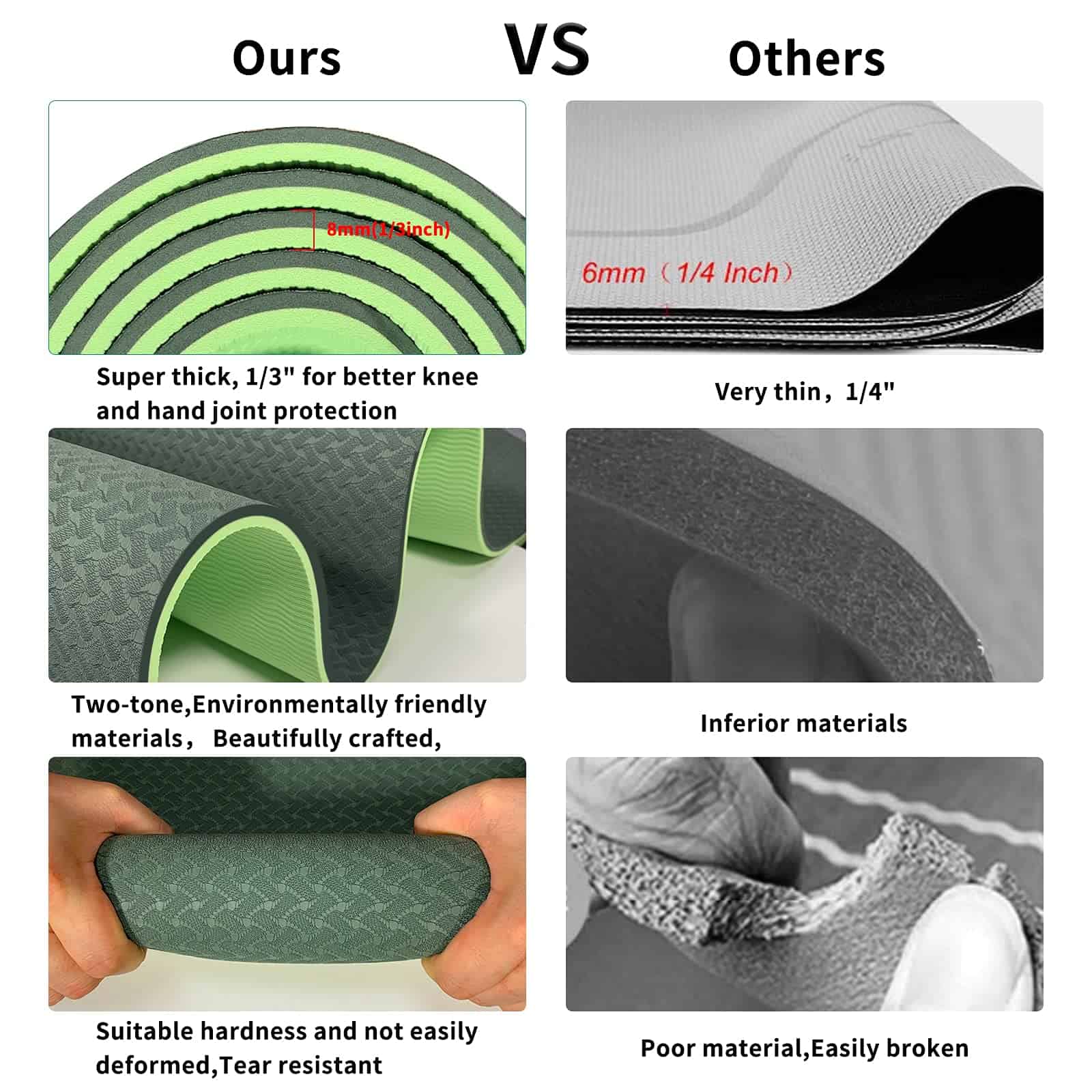 Tapete de Yoga 1/3 pulgada QMKGEC Colchonetas de Ejercicio - Imagen 4