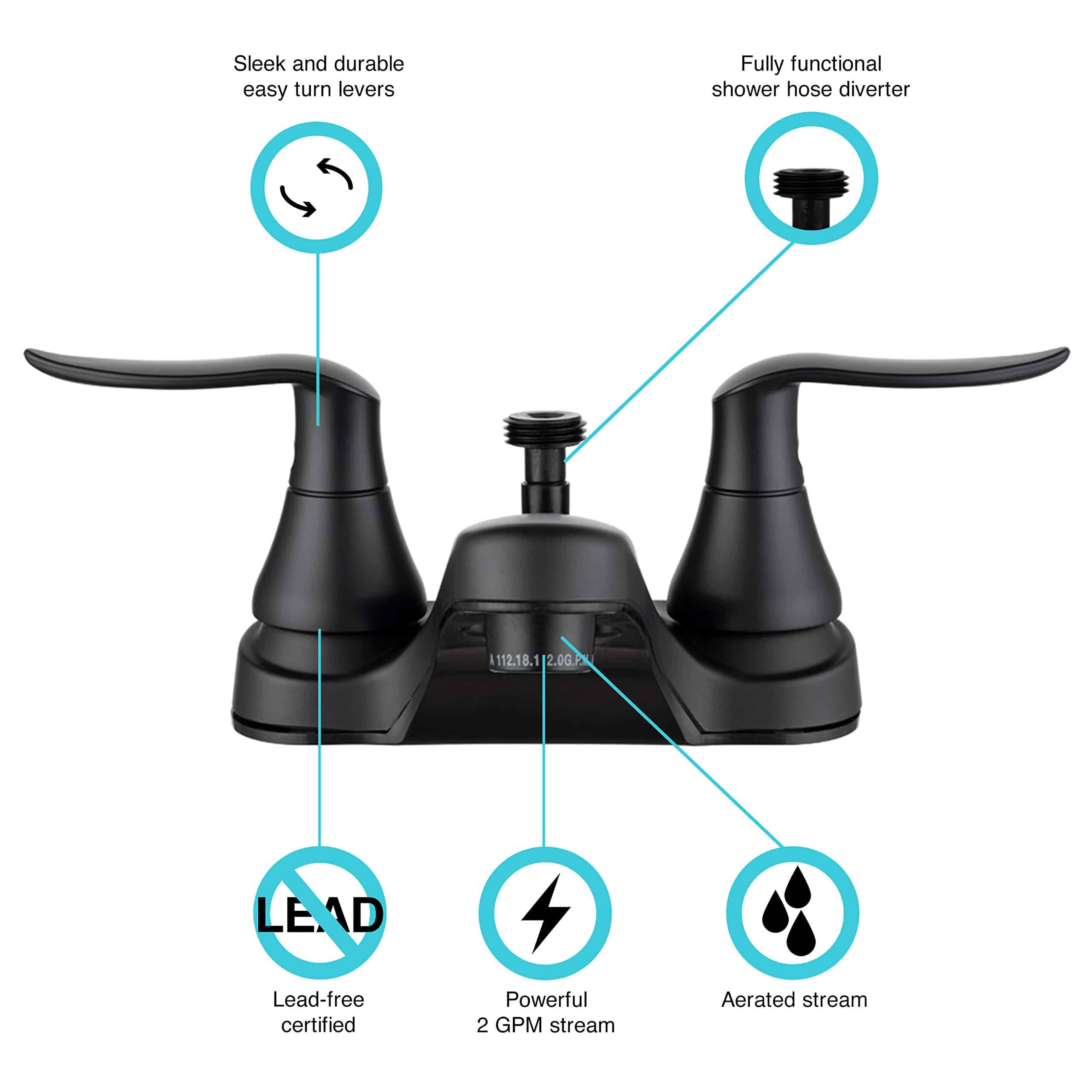 Grifo para Baño de RV Dura Faucet DF-PL720LH-MB con - Imagen 3