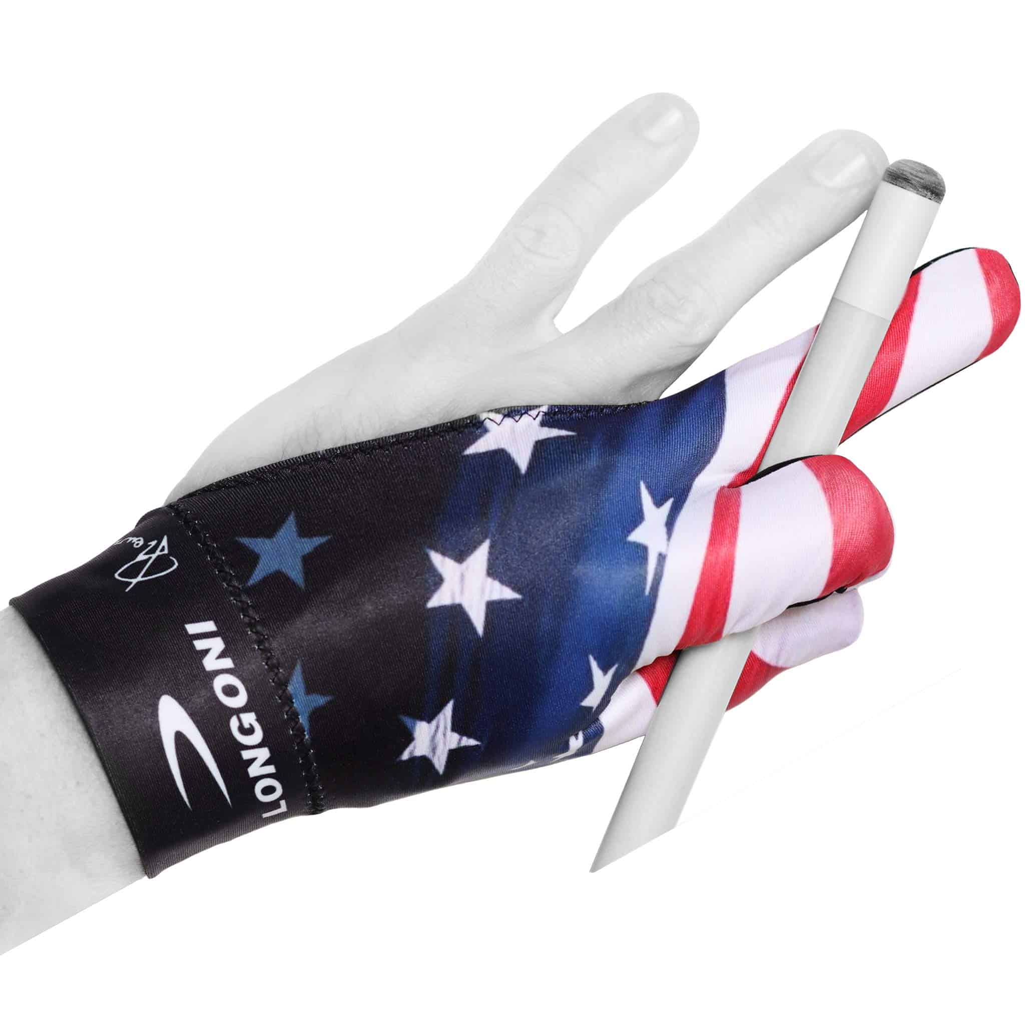Guante de Billar Longoni Fancy Flag 3 para Mano Izquierda