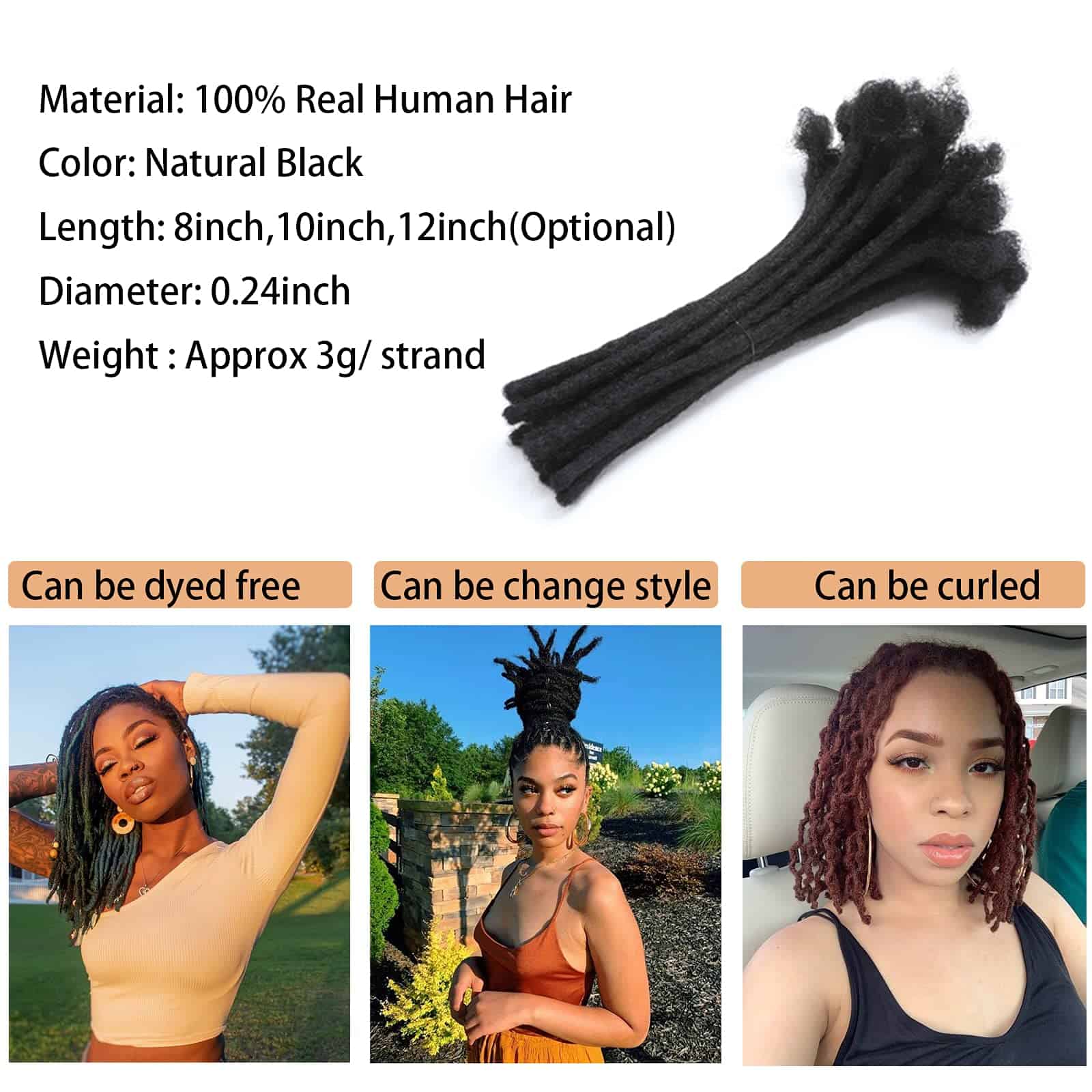 Extensiones de Rastas WacanDan, Cabello Humano de 8 - Imagen 5