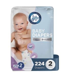 Pañales para bebés Ditto Tamaño 2 (224 unidades) - Pañales
