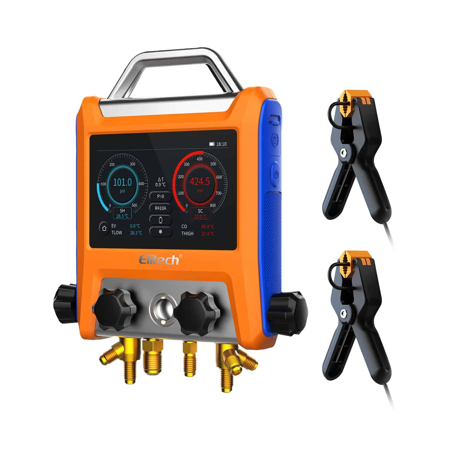 Manifold Digital Elitech HVAC 4 Válvulas con Sensores de