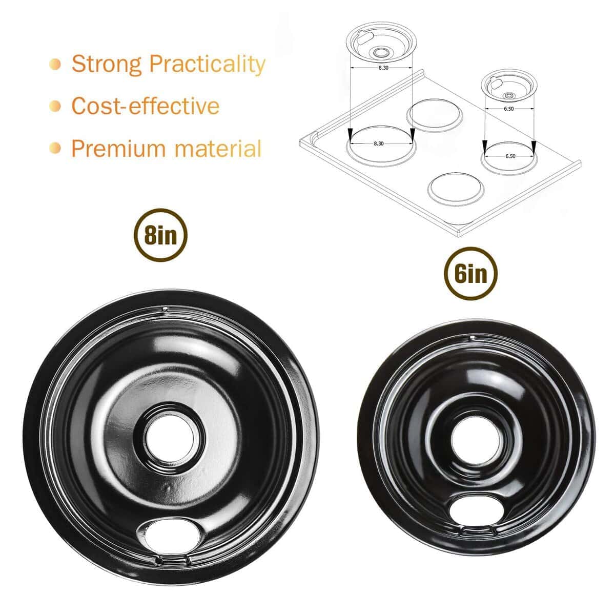 Set de 4 bandejas de goteo de porcelana negra - Imagen 6