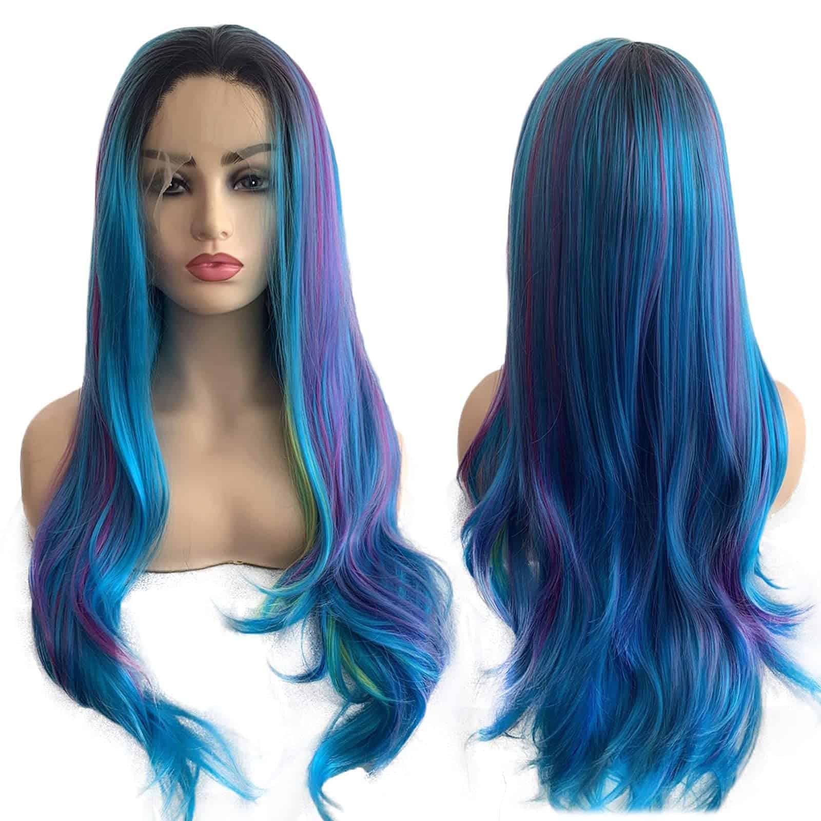 Pelucas de colores para mujeres mezcla de arco iris Pelucas - Imagen 3