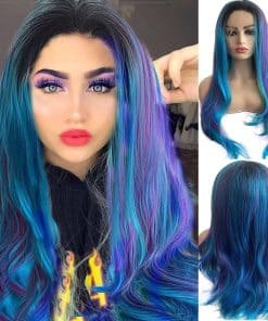 Pelucas de colores para mujeres mezcla de arco iris Pelucas
