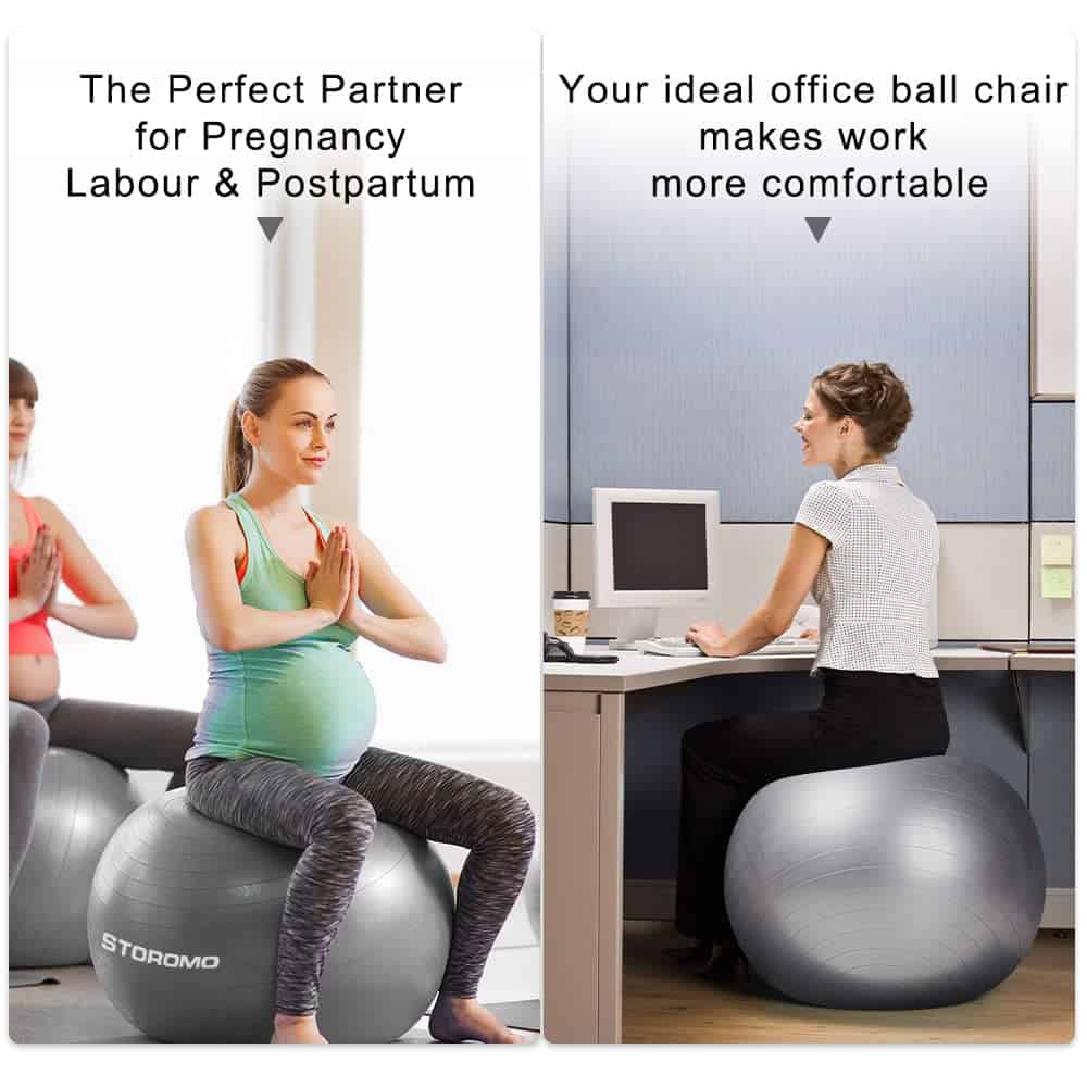 Pelota de Ejercicio STOROMO, Pelota de Yoga -Plateado - Imagen 6