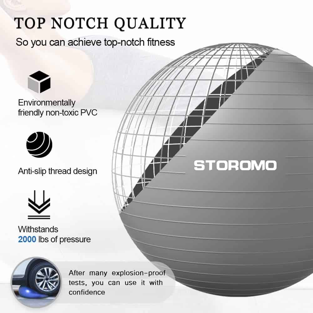 Pelota de Ejercicio STOROMO, Pelota de Yoga -Plateado - Imagen 7