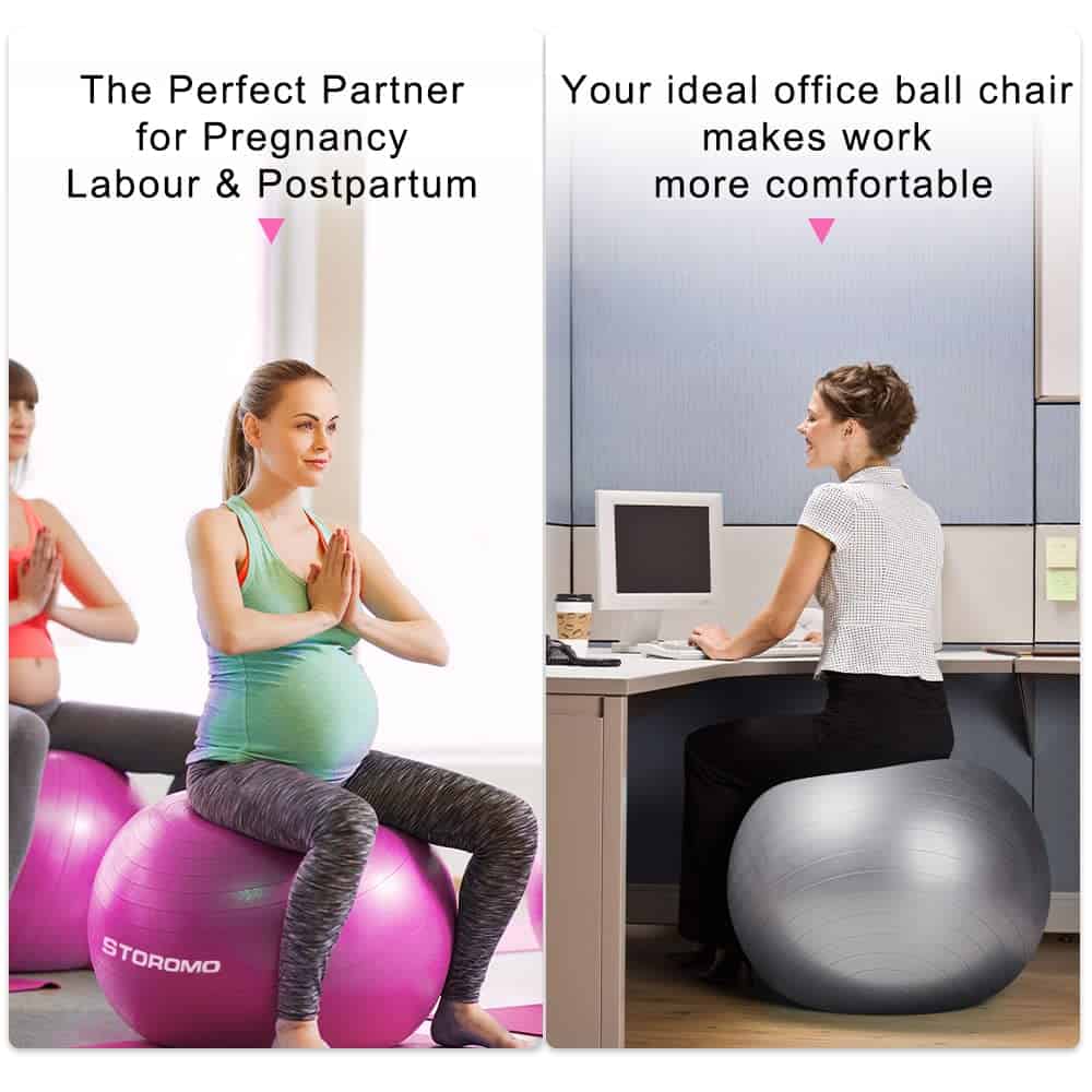 Pelota de Ejercicio STOROMO, Pelota de Yoga -Rosado - Imagen 6