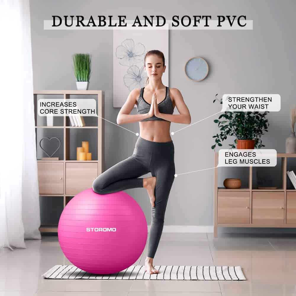 Pelota de Ejercicio STOROMO, Pelota de Yoga -Rosado - Imagen 5