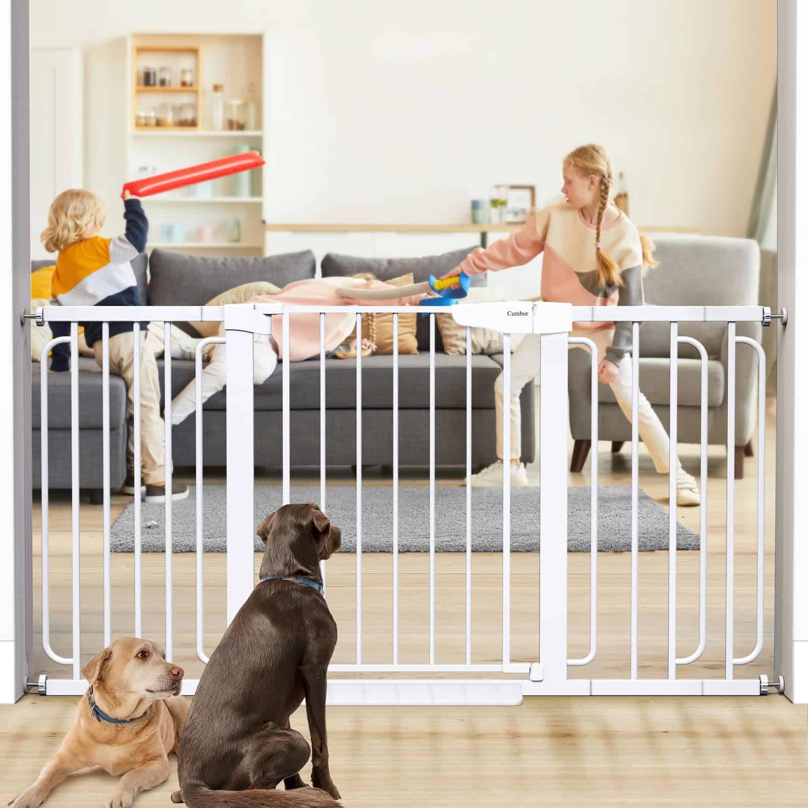 Puerta de bebé extra ancha Cumbor 29.7-57" -Blanco