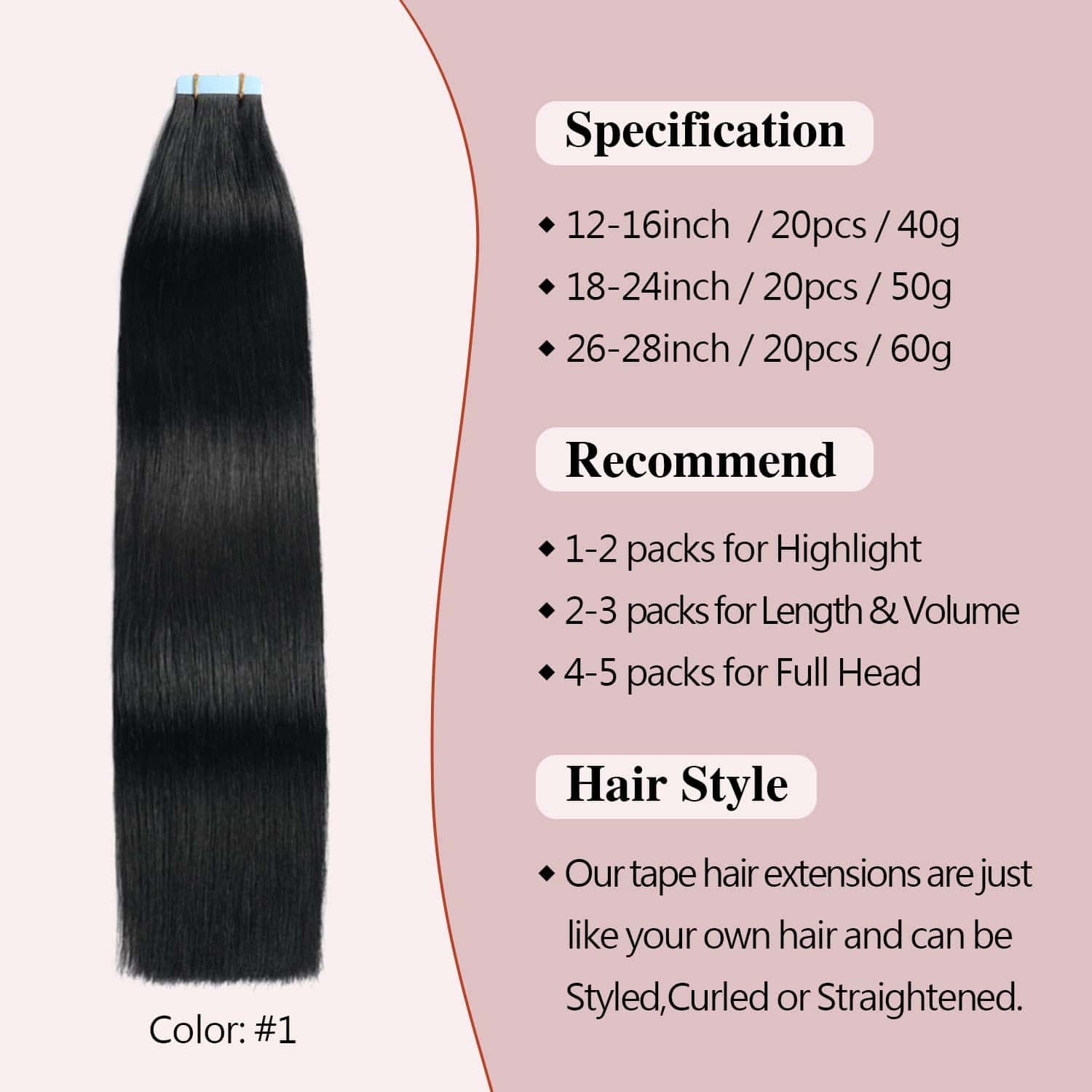 Extensiones de Cabello Sunya Tape en Cabello Humano 16 - Imagen 3