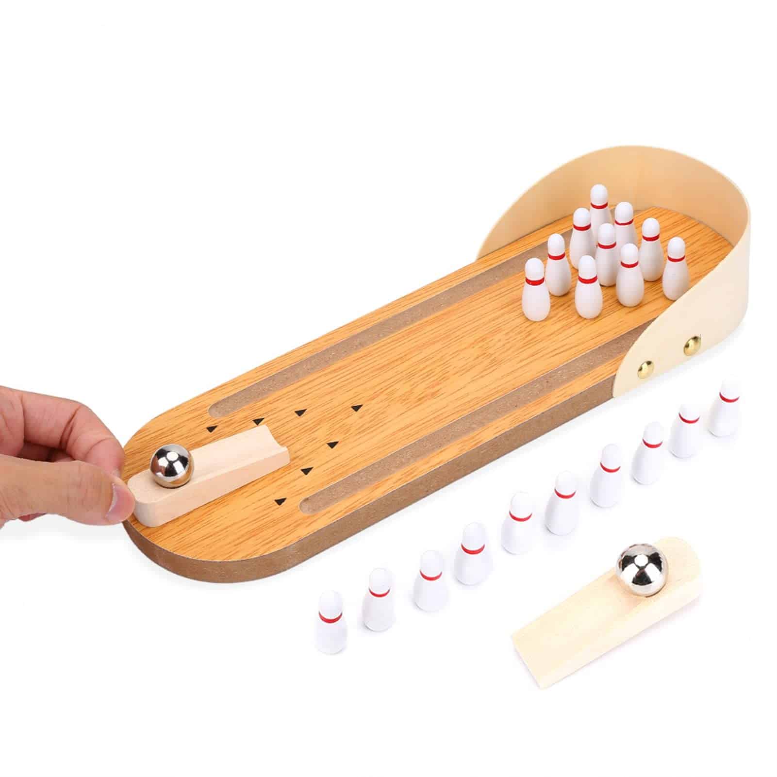 Juego de Bolos Miniatura de Madera para Escritorio, Bowling