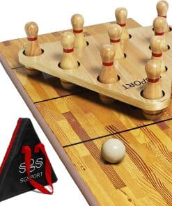 Set de Bolos de Shuffleboard YDDS con 10 Piezas -Natural-Roj
