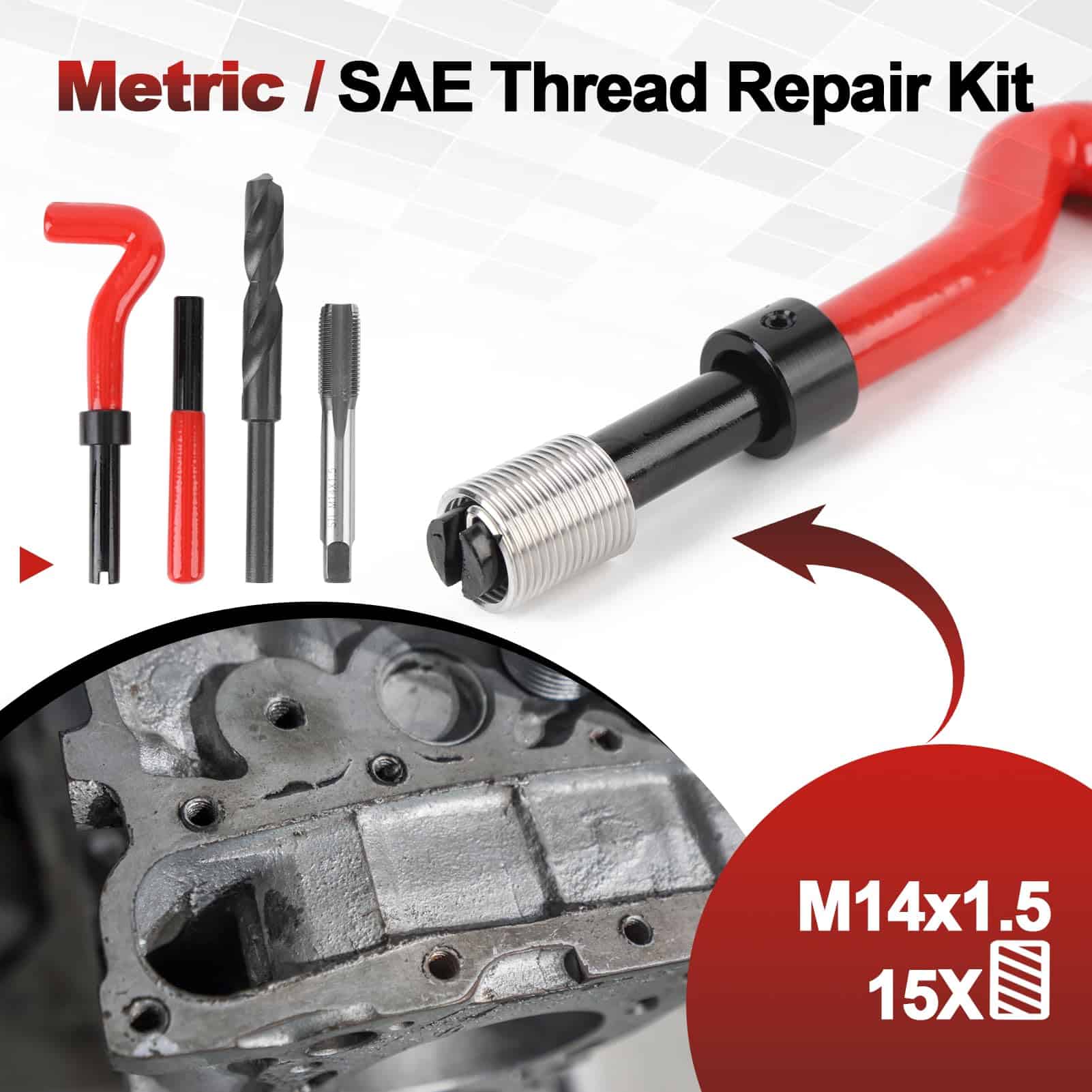 15 Piezas Juego de Insertos de Rosca M14x1.5 Accesorio de - Imagen 4