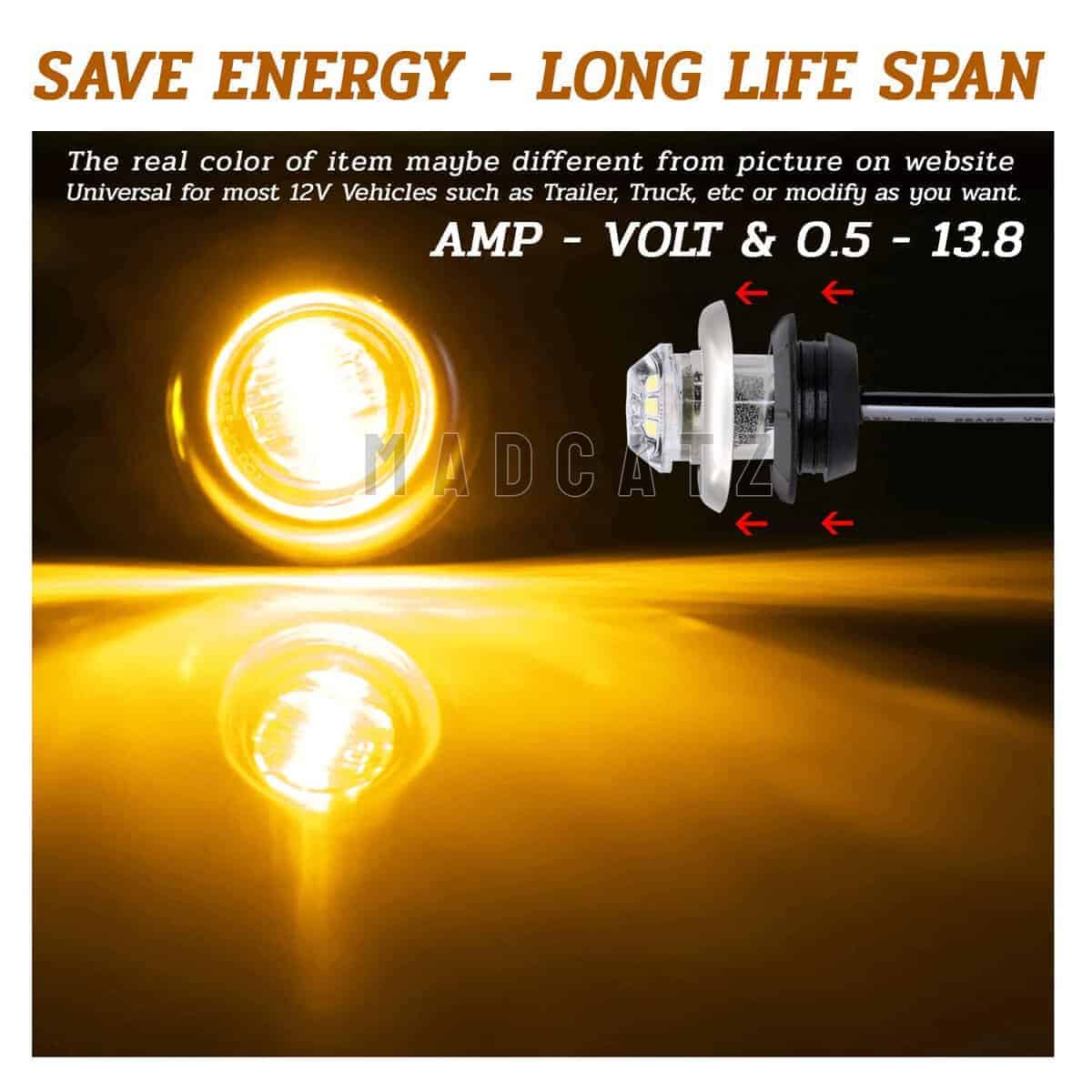 Luces de Marcador Lateral y Señal de Giro LED Ámbar Claro - Imagen 6