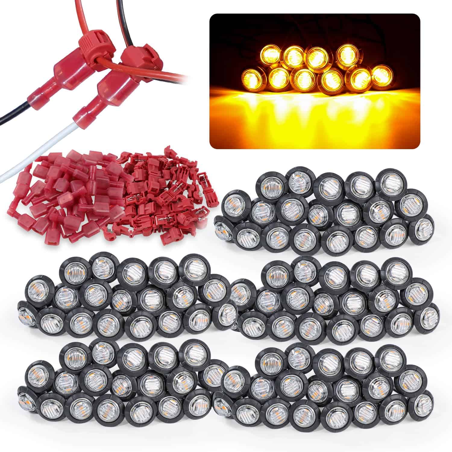 Luces de Marcador Lateral de 3/4 Pulgada Claras con Lente