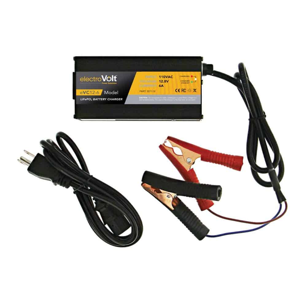 Cargador de batería Li-ion LiFePO4 electroVolt con pinzas
