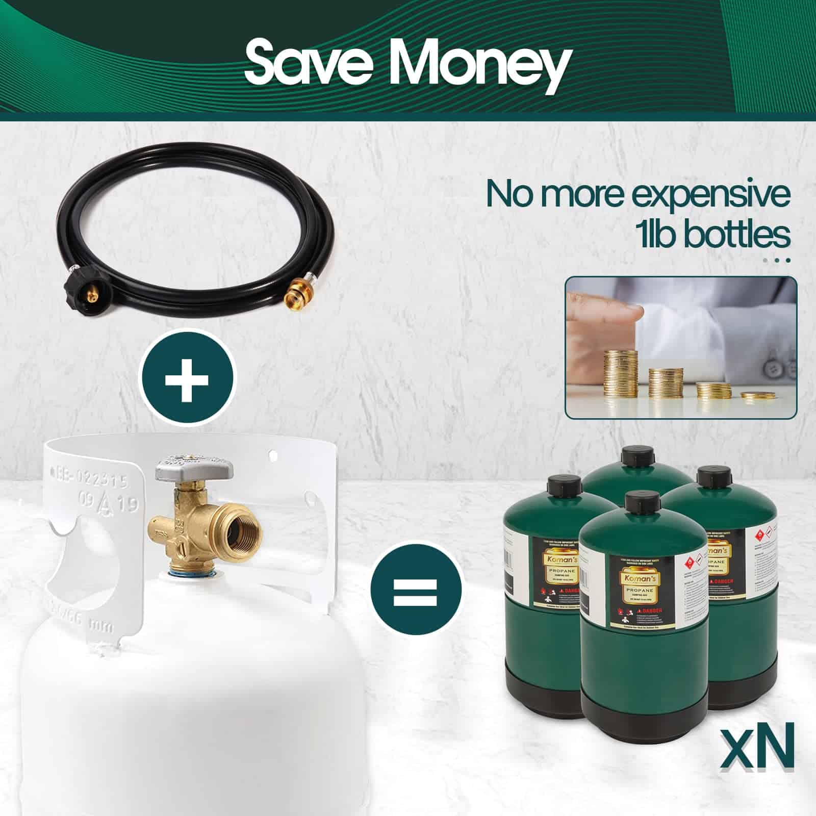 Manguera de Propano KOMAN - Adaptador de 8 pies, - Imagen 4