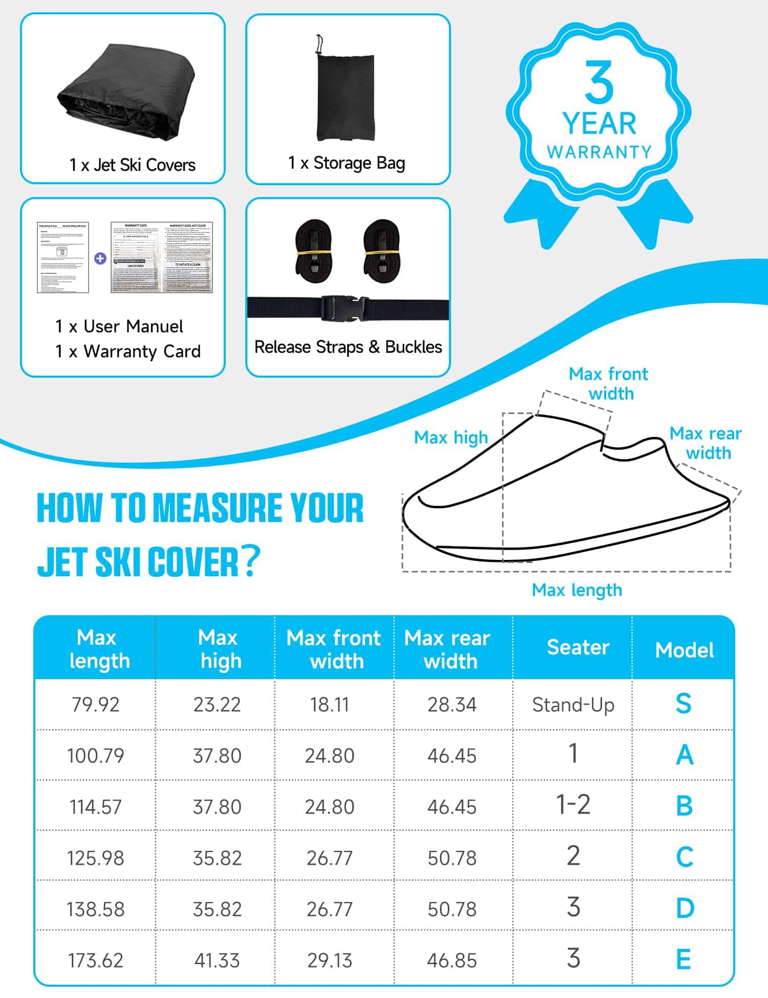 Cubierta para Jet Ski Trailerable Umbrauto, Cubierta de PWC - Imagen 8
