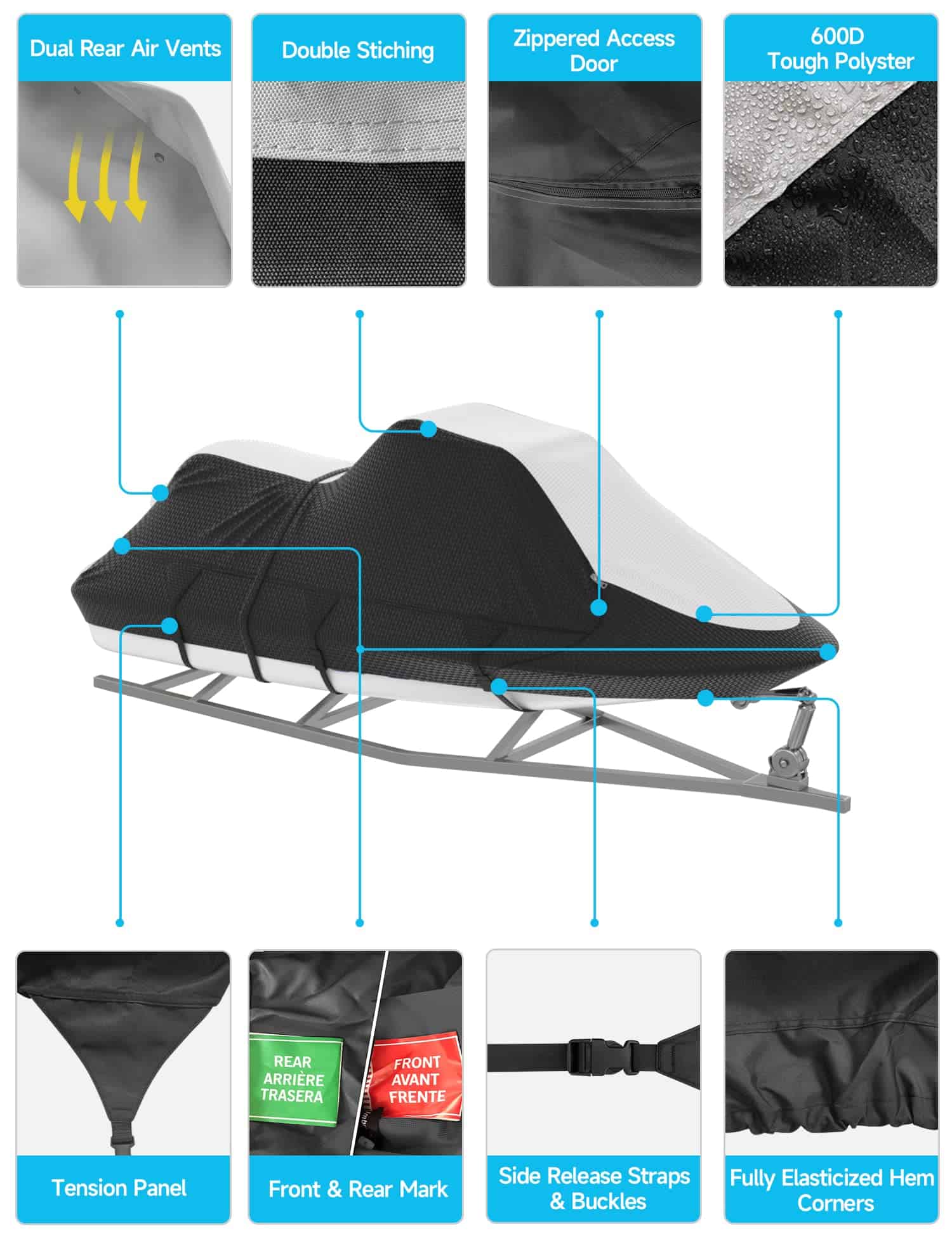 Cubierta para Jet Ski Trailerable Umbrauto, Cubierta de PWC - Imagen 7